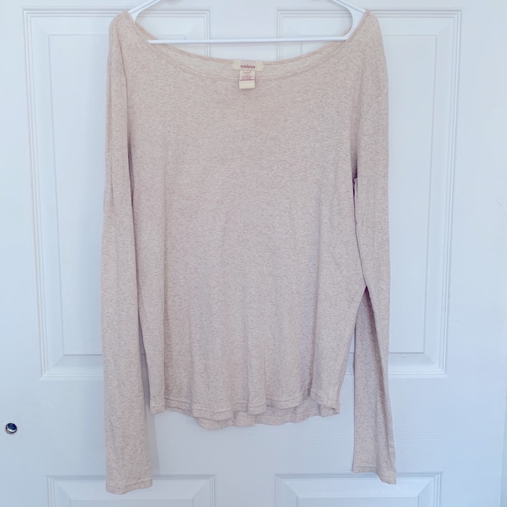 Sundance Long Sleeve Boatneck Neck Tee in Light Beige